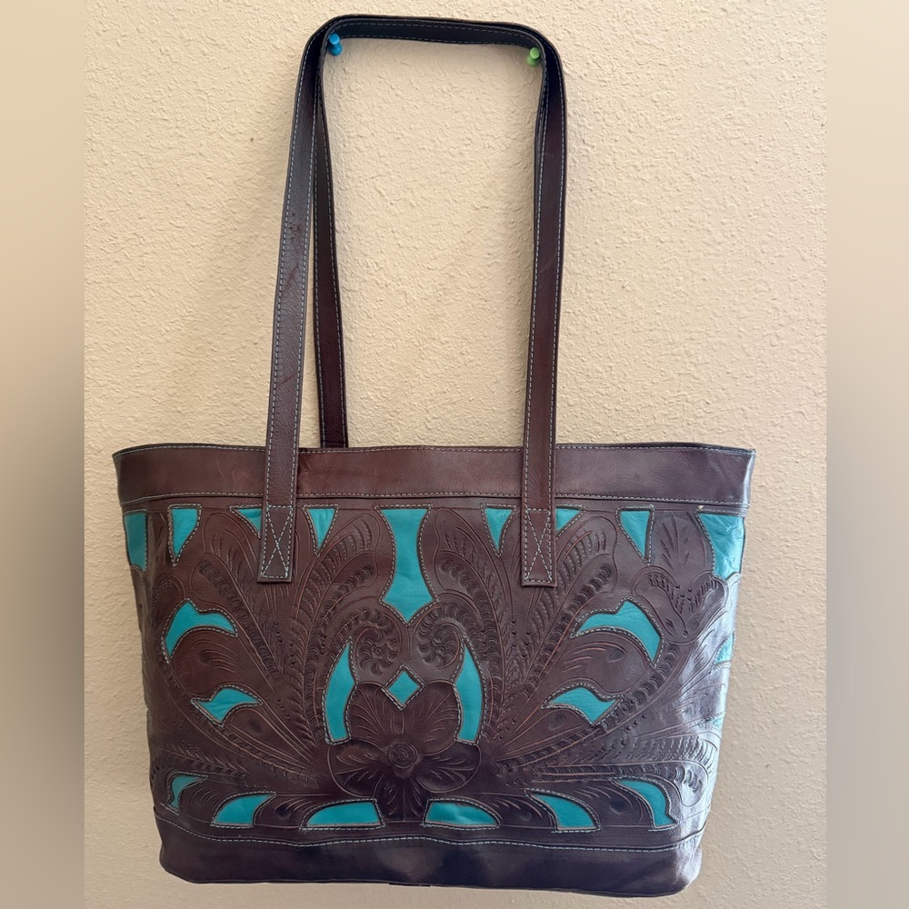 Brown and Blue Women's Tote Bag